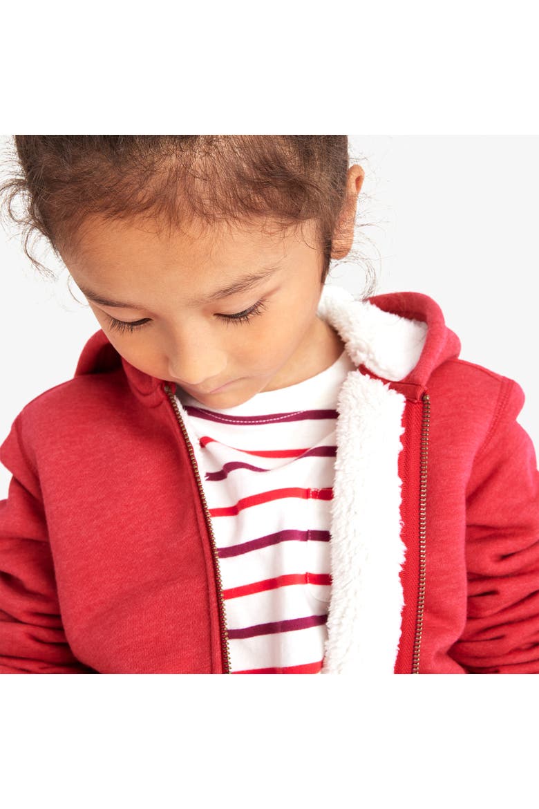 Teddy Fleece-Lined Zip Hoodie, Alternate, color, Heather Cherry