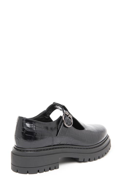 Nerogiardini Croc Embossed Lug Sole Mary Jane In Black