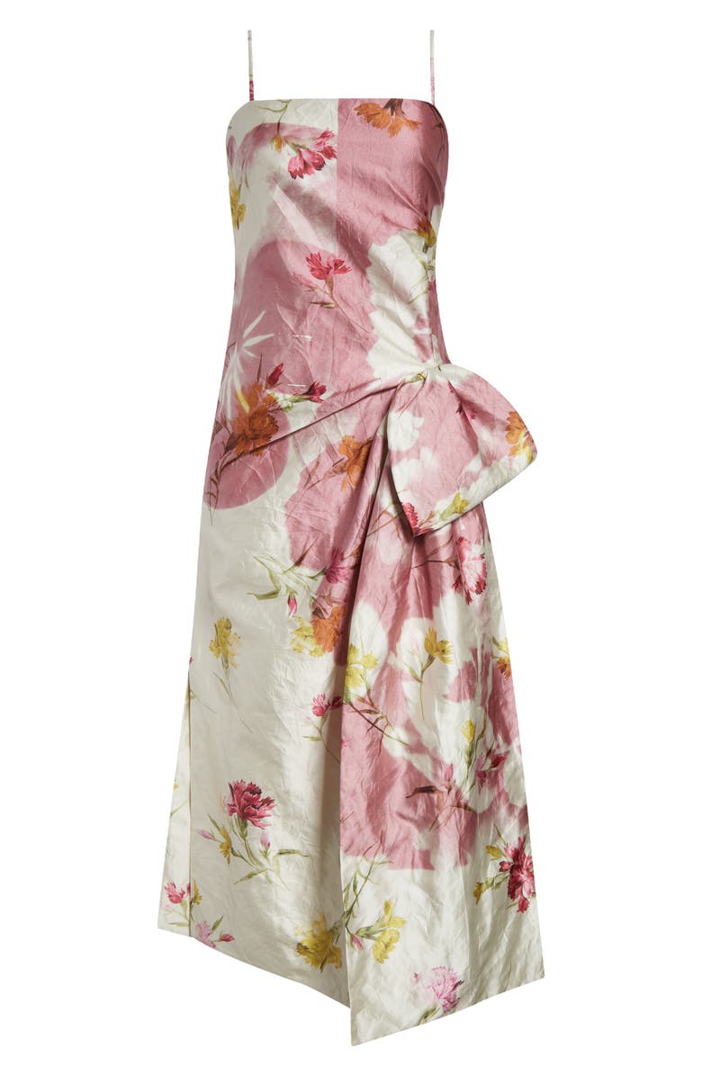 Erdem Dancing Carnation Print Rumpled Satin Draped Cocktail Dress, Alternate, color, Dancing Carnation Cinder Rose