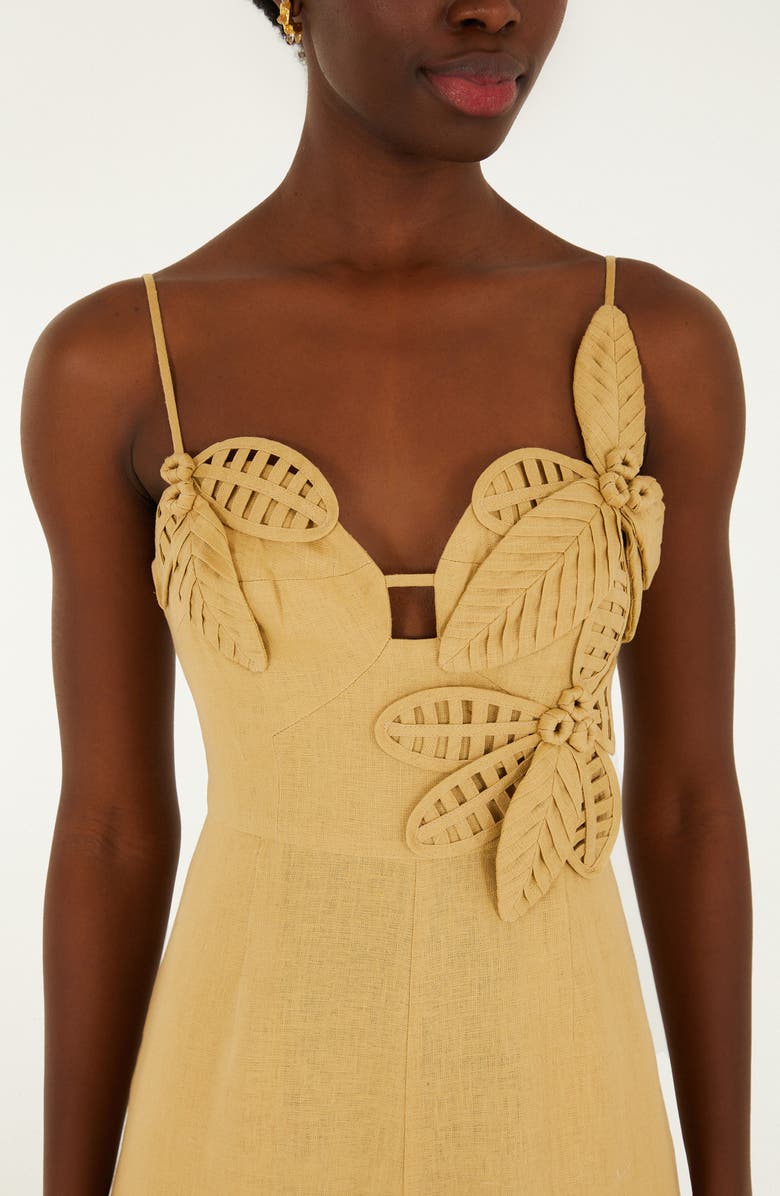 FARM Rio Sand Flowered Wide Leg Jumpsuit, Alternate, color, Sand