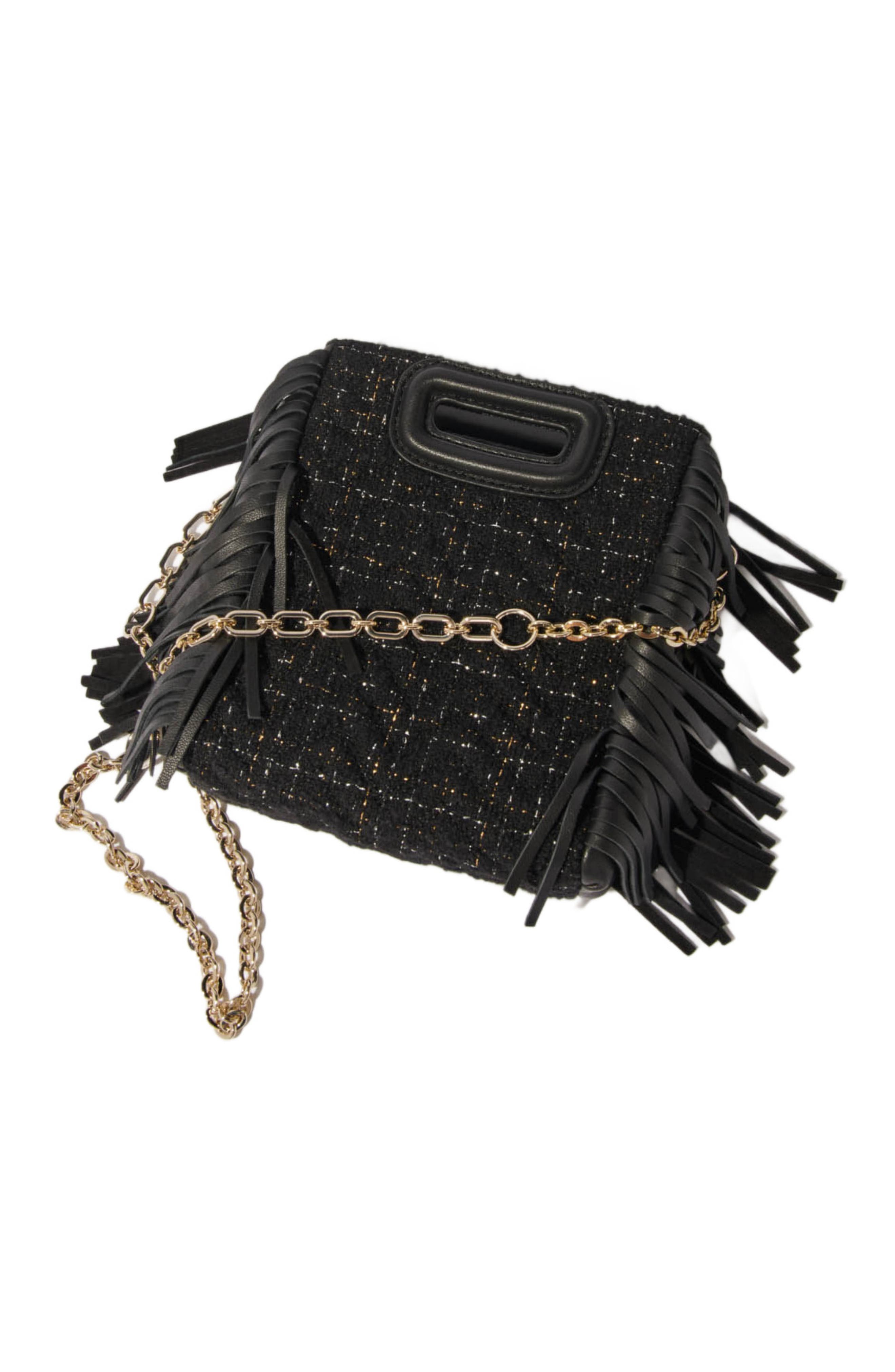 maje Quilted tweed mini M bag, Alternate, color, 