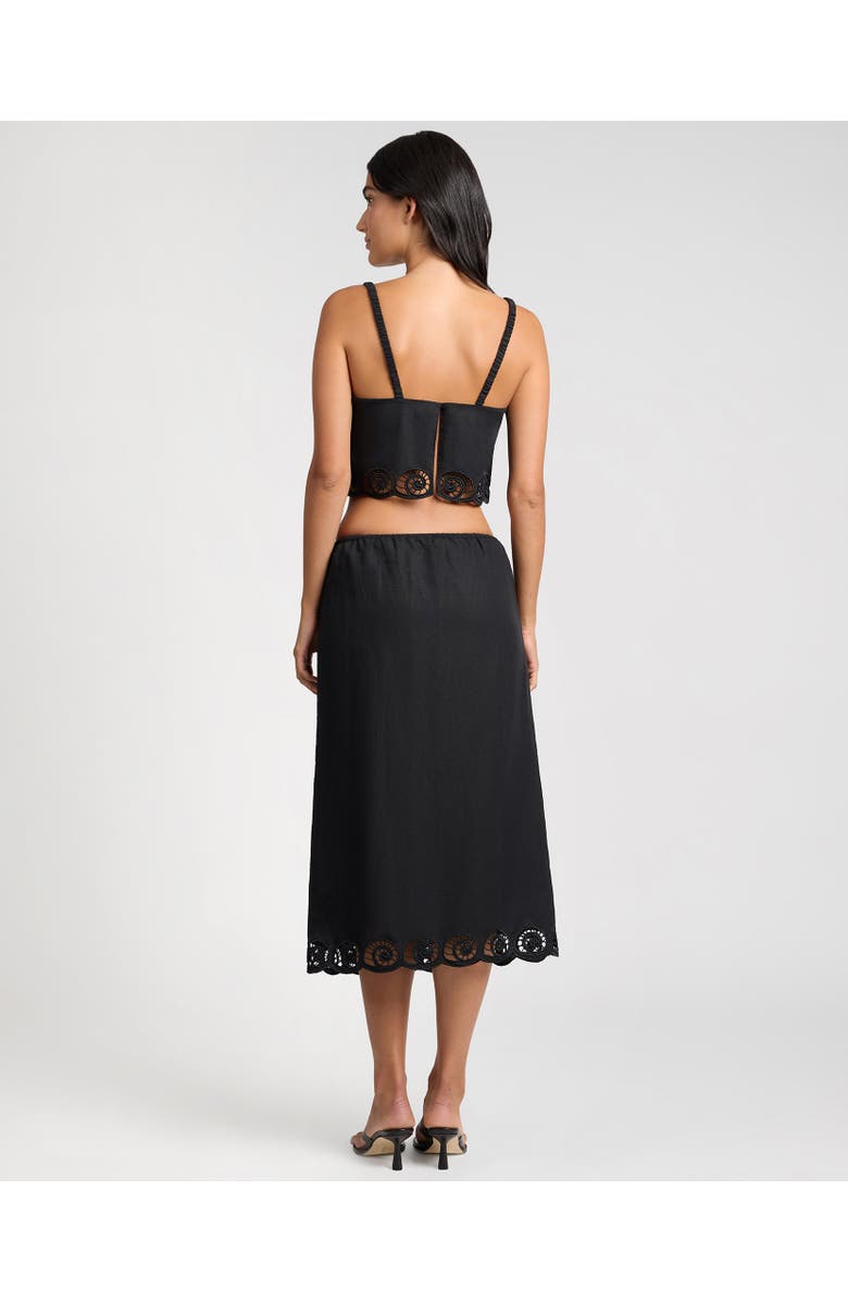 Onia Air Linen Scallop Cropped Top, Alternate, color, Black