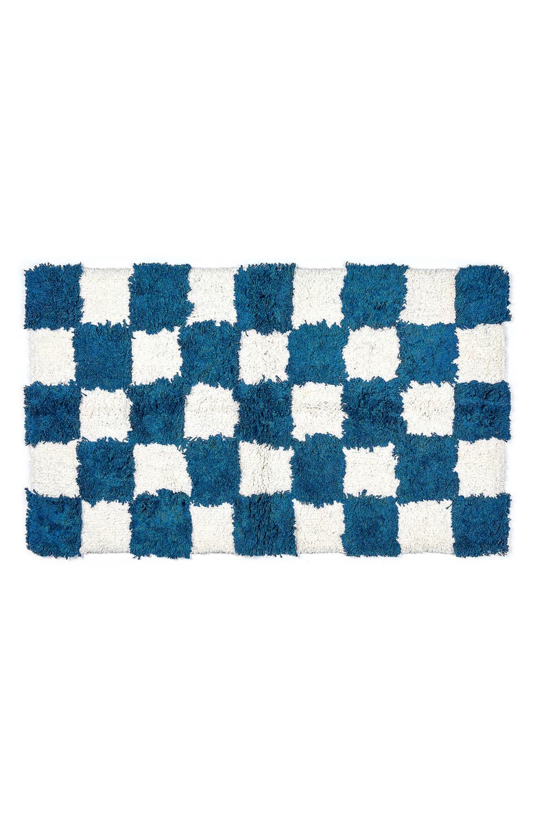 MACKENZIE CHILDS Checkerboard Navy Bath Rug, Main, color, Blue