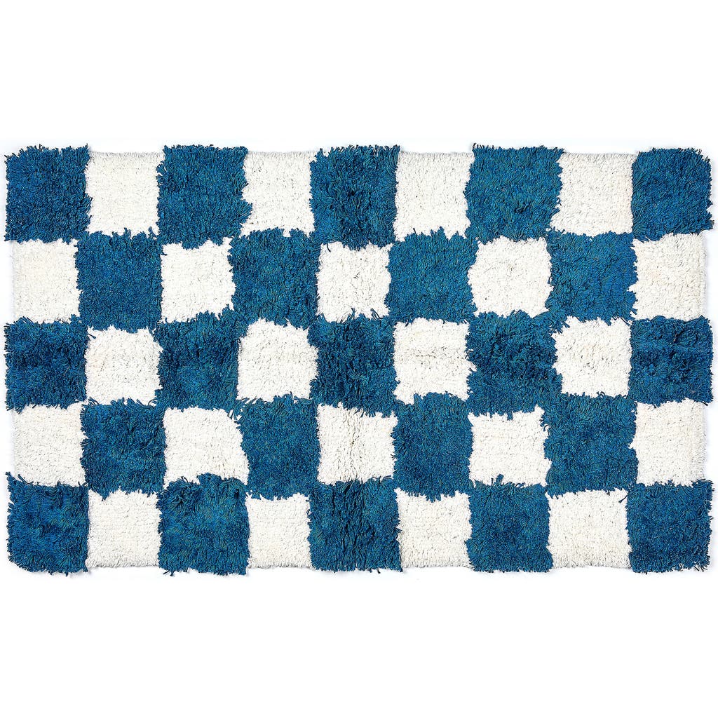 Mackenzie-childs Mackenzie Childs Checkerboard Navy Bath Rug In Multi