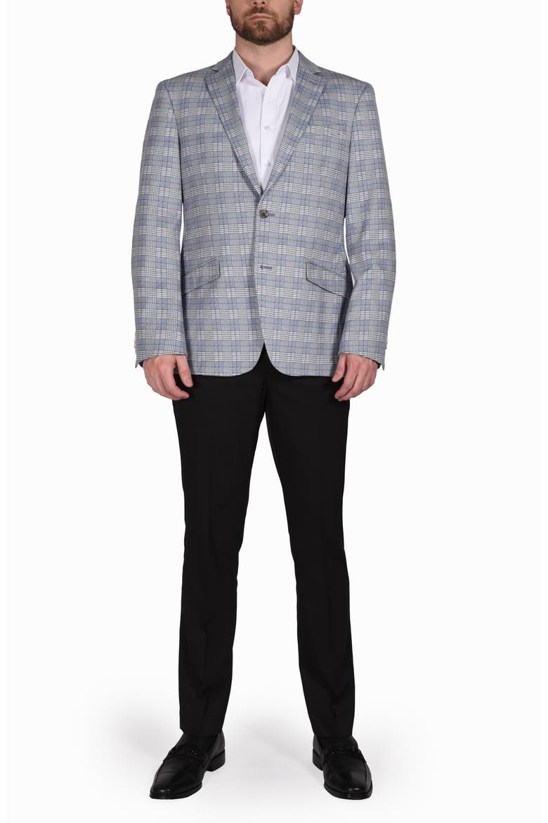 Plaid Knit Sport Coat, Alternate, color, NAVY