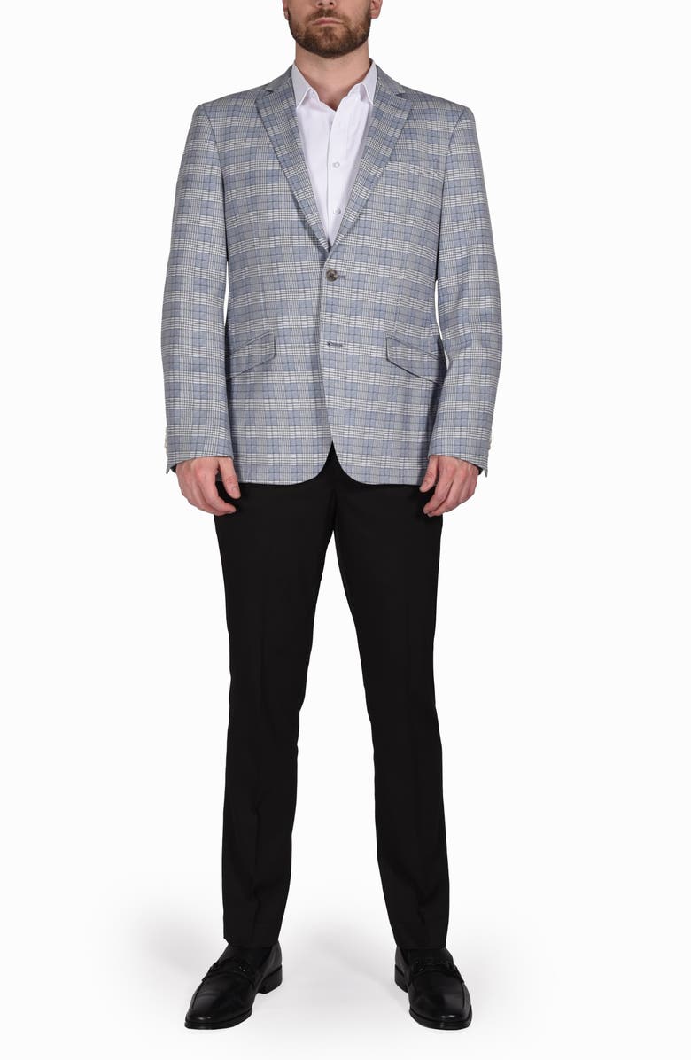 CRICKETEER Plaid Knit Sport Coat, Alternate, color, Navy