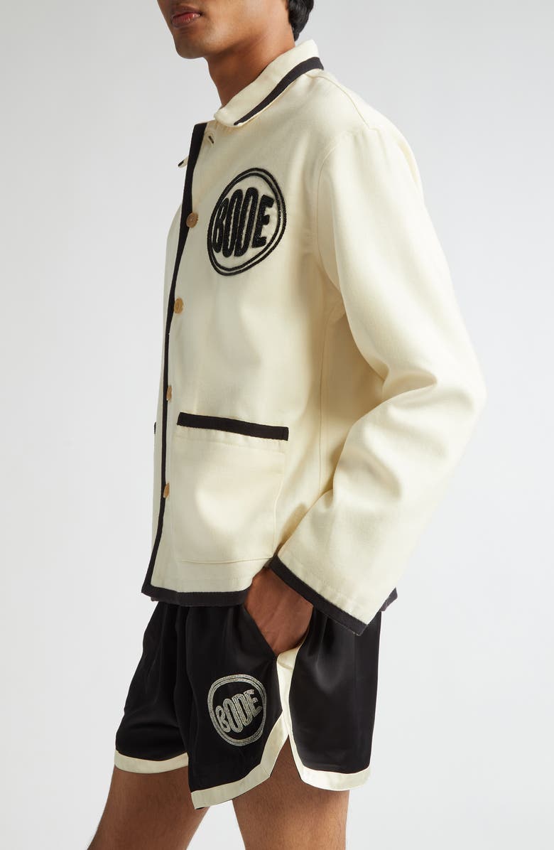 Bode Beaded Player Jacket, Alternate, color, Black Cream