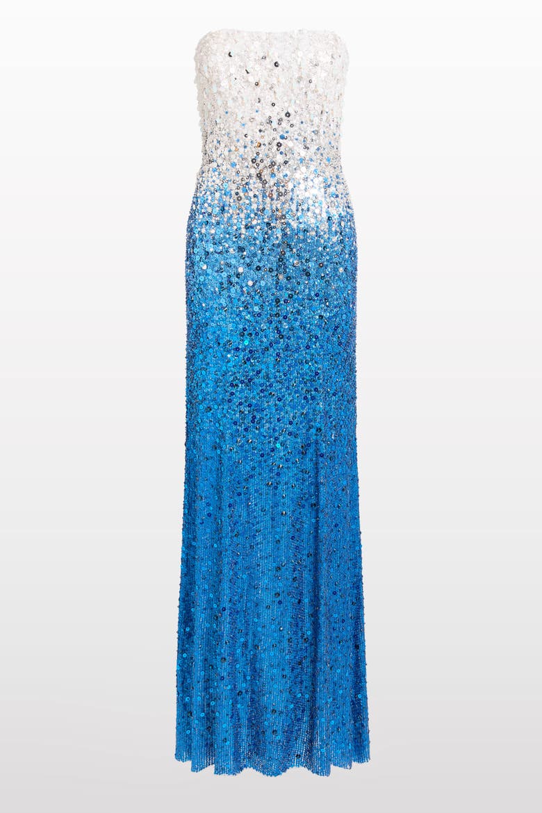 Marle Saint Sequin Embellished Strapless Maxi Dress, Main, color, Ivory