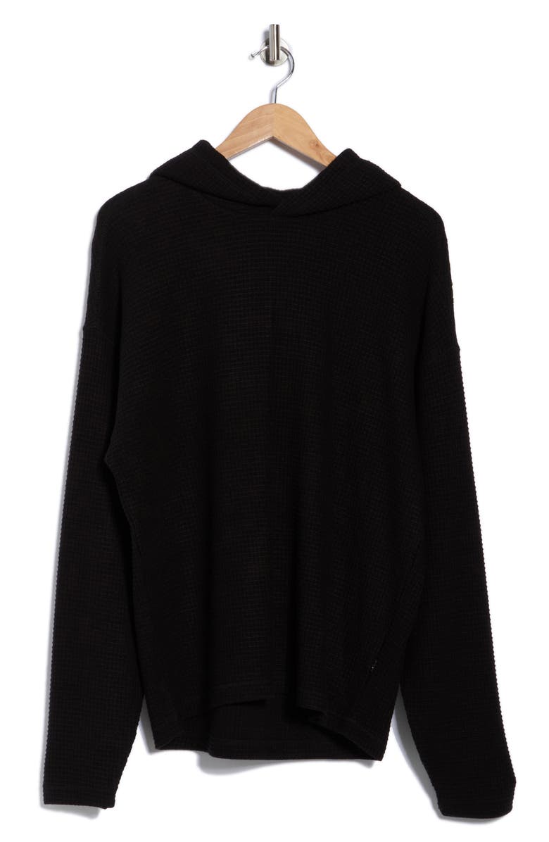 Civil Society Waffle Knit Drop Shoulder Hoodie, Alternate, color, Black