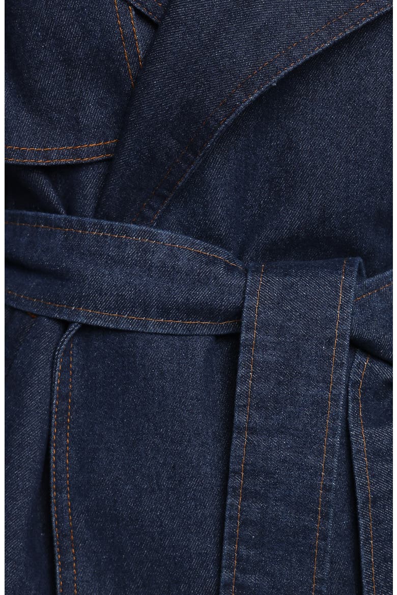 Miranda Cropped Trench Jacket, Alternate, color, INDIGO WASH