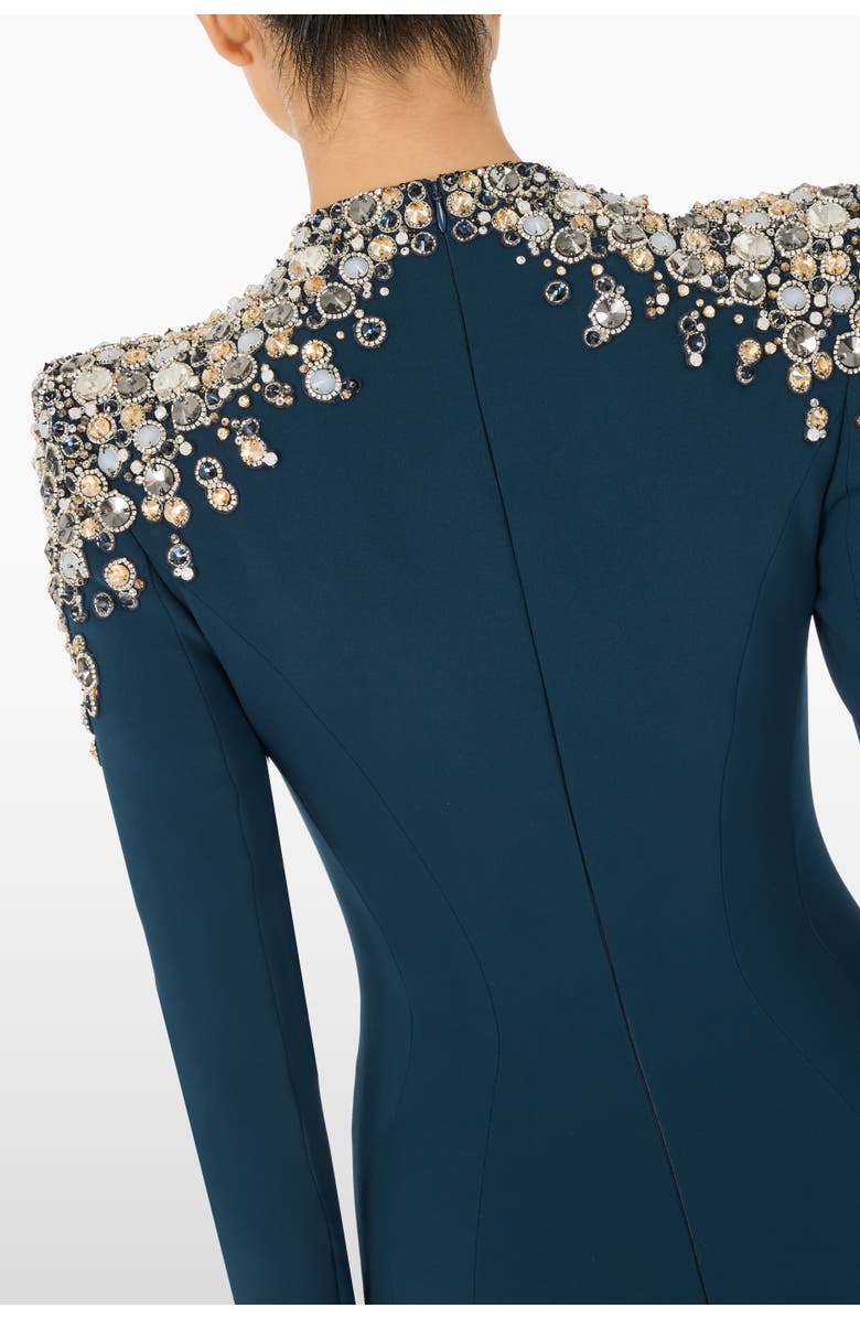 Jenny Packham Nila Beaded V-neck Maxi Dress, Alternate, color, Hawks Eye Blue