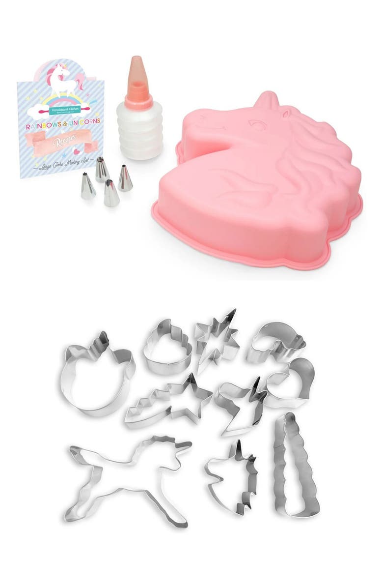 Handstand Kitchen Rainbows & Unicorns Cake & Cookie Cutters Set, Alternate, color, 