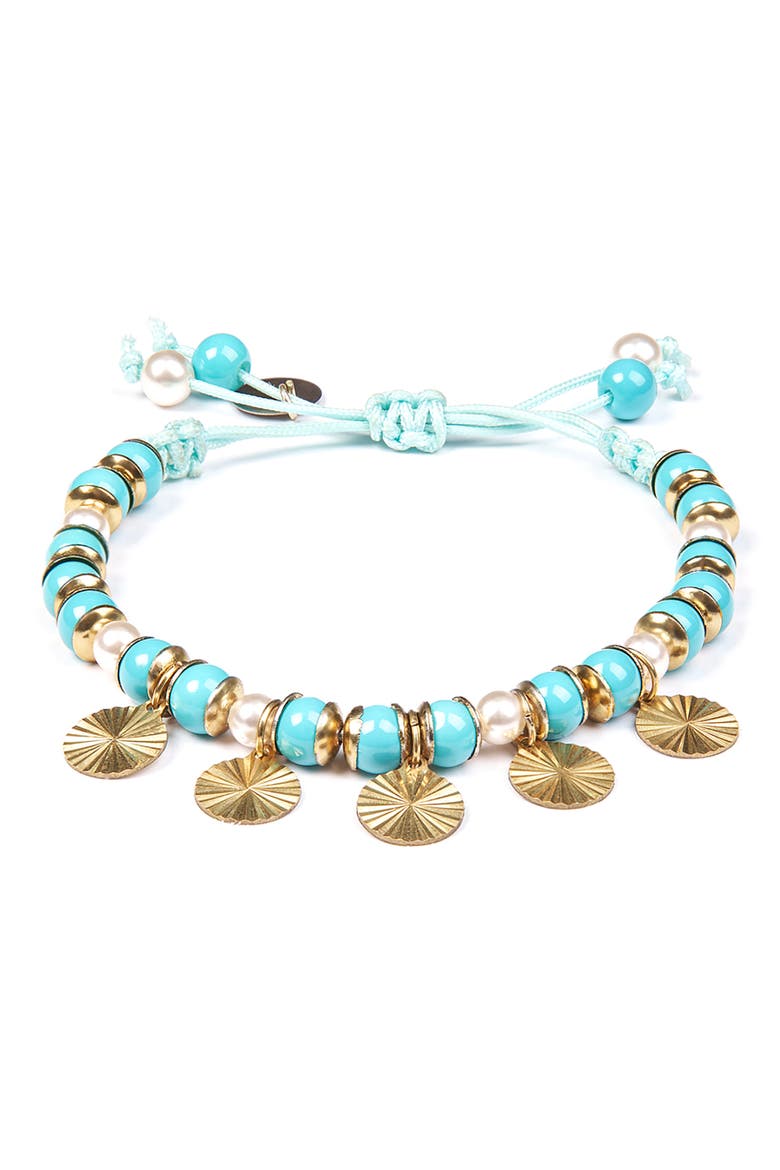 Aviva Beaded Charm Bracelet, Main, color, TURQUOISE