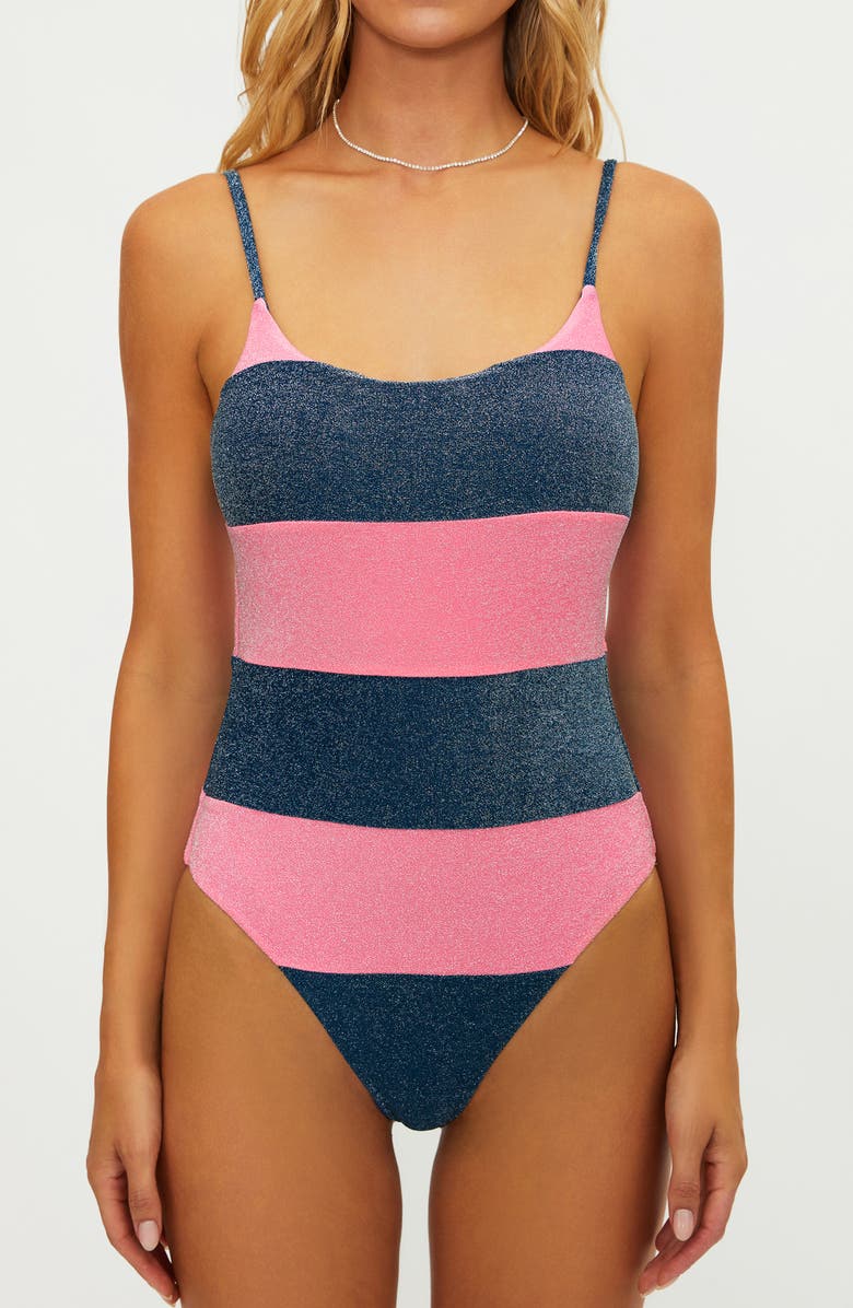 Beach Riot Calista Metallic One-Piece Swimsuit, Alternate, color, 