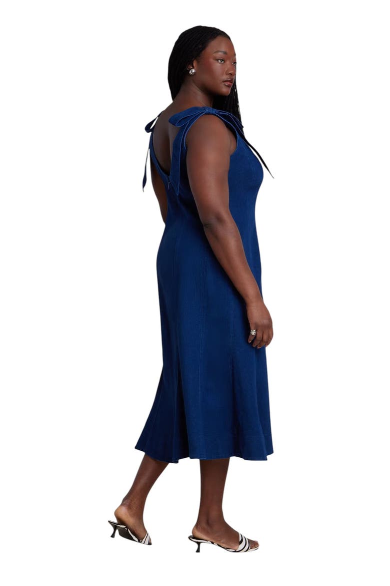 Denim Trumpet Dress, Alternate, color, MEDIUM WASH