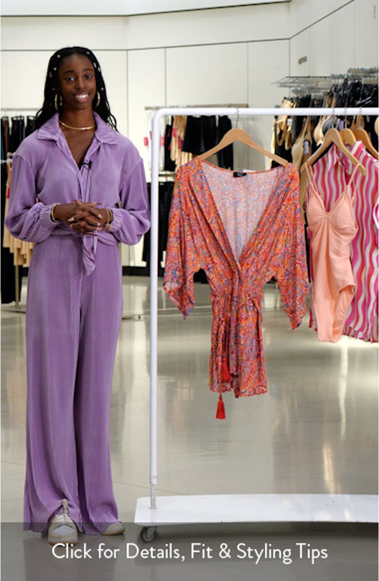 Halona Print Tie Waist Romper, sales video thumbnail