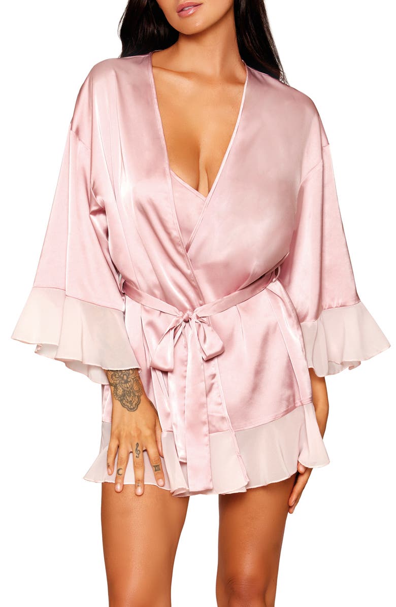 Dreamgirl Ruffle Teddy & Robe Set, Alternate, color, Rose Quartz