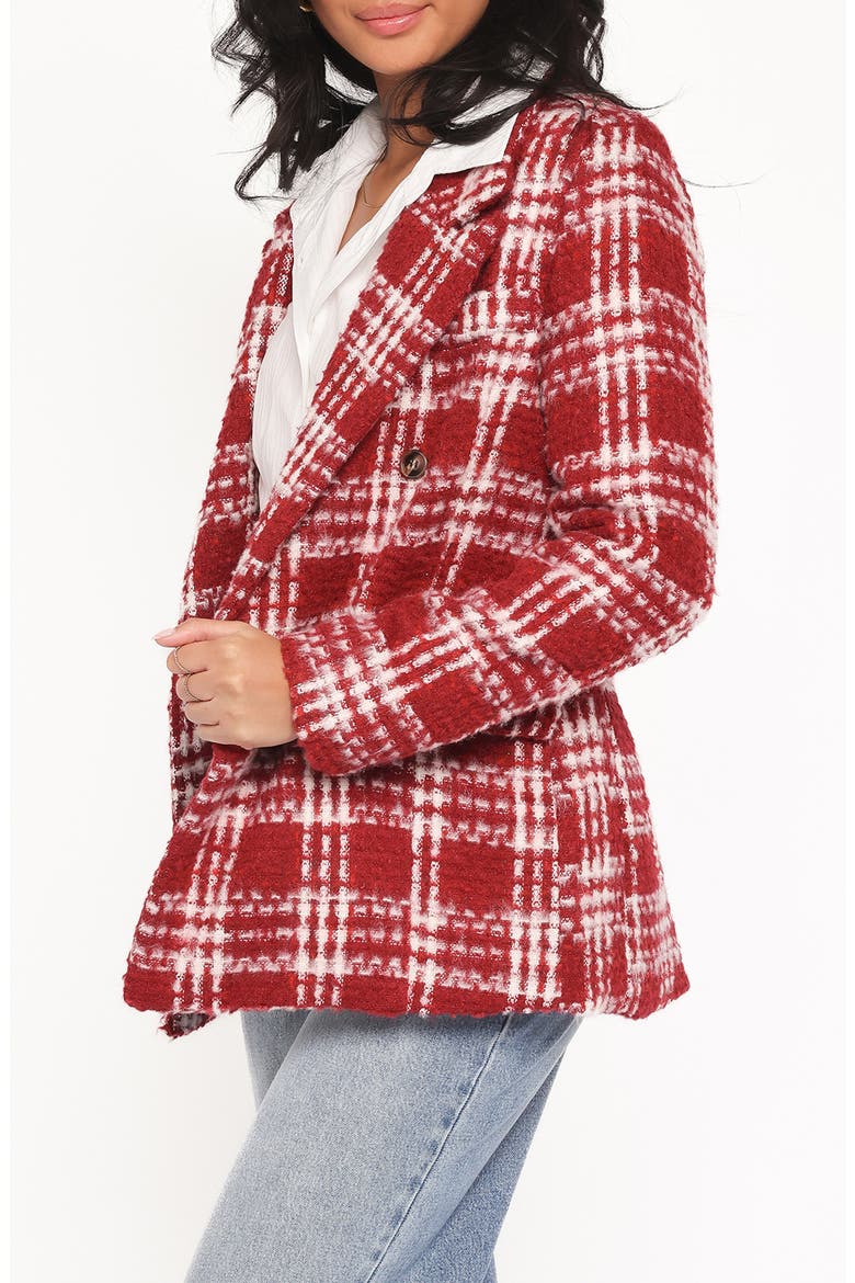 Juliette Plaid Bouclé Blazer, Alternate, color, RED