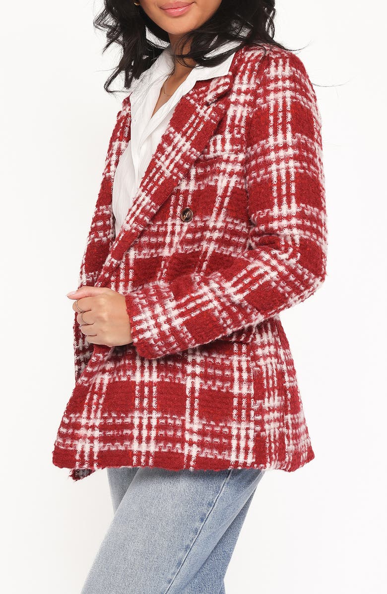 Petal & Pup Juliette Plaid Bouclé Blazer, Alternate, color, Red