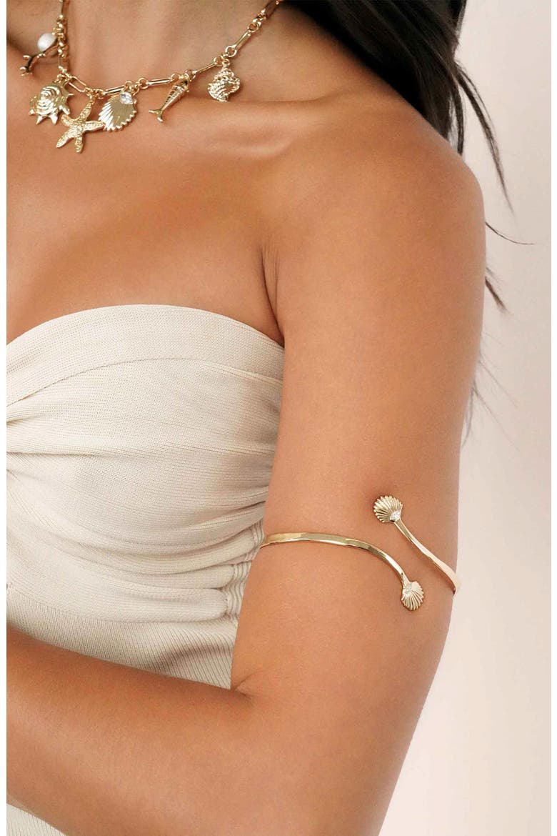 Santorini Shell Arm Cuff, Alternate, color, GOLD