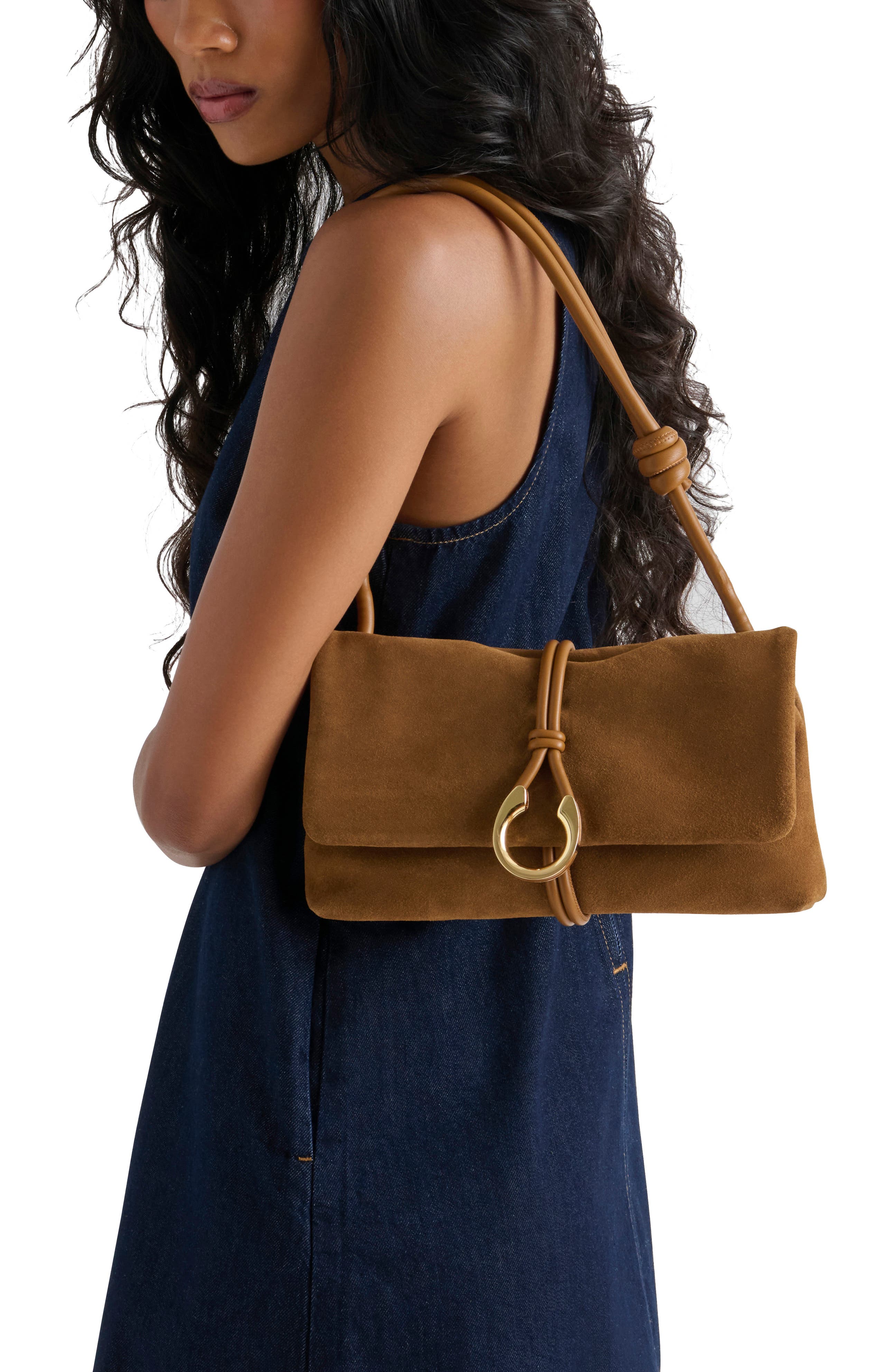 Amina Shoulder Bag, Alternate, color, PECAN SUEDE