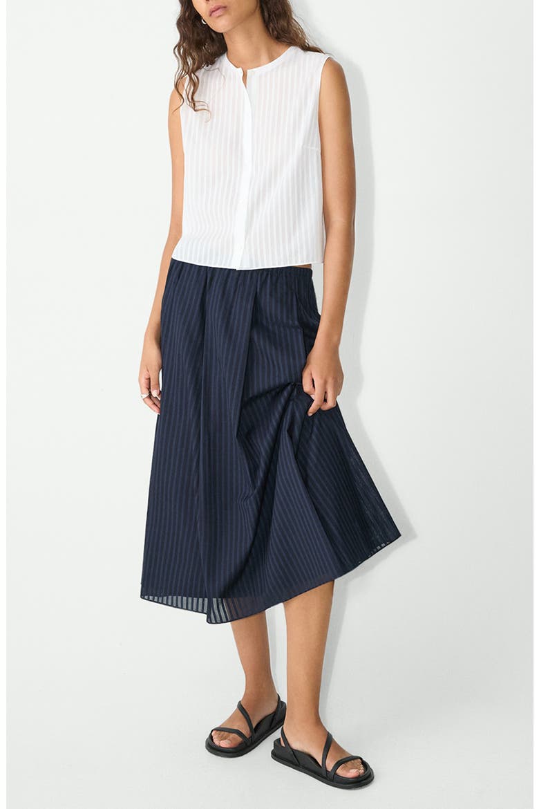Stripe Sleeveless Crop Button-Up Shirt, Alternate, color, WHITE