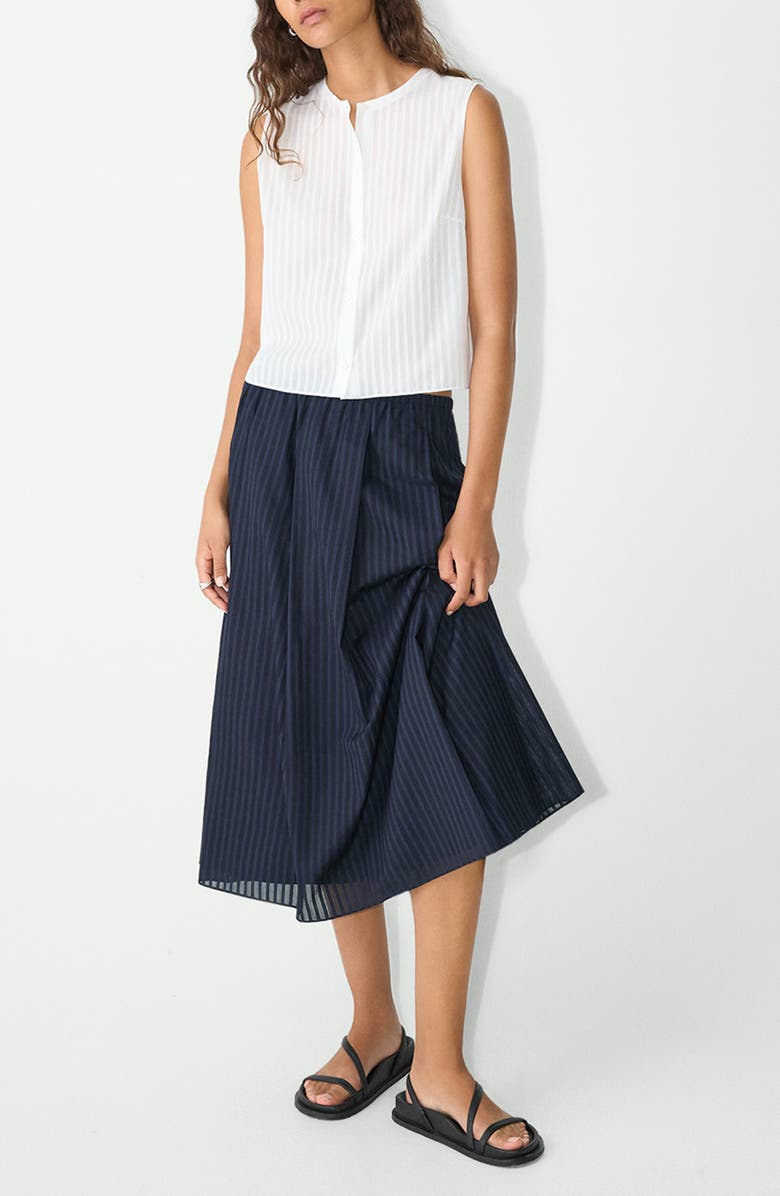 Theory Stripe Sleeveless Crop Button-Up Shirt, Alternate, color,