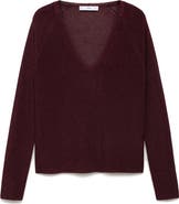 MANGO Metallic V-Neck Sweater