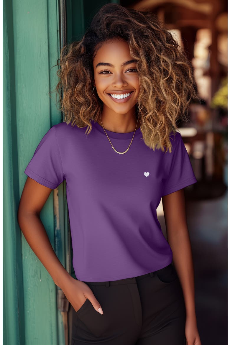 Womens Lil Heart Jersey Relaxed Tee, Alternate, color, Purple