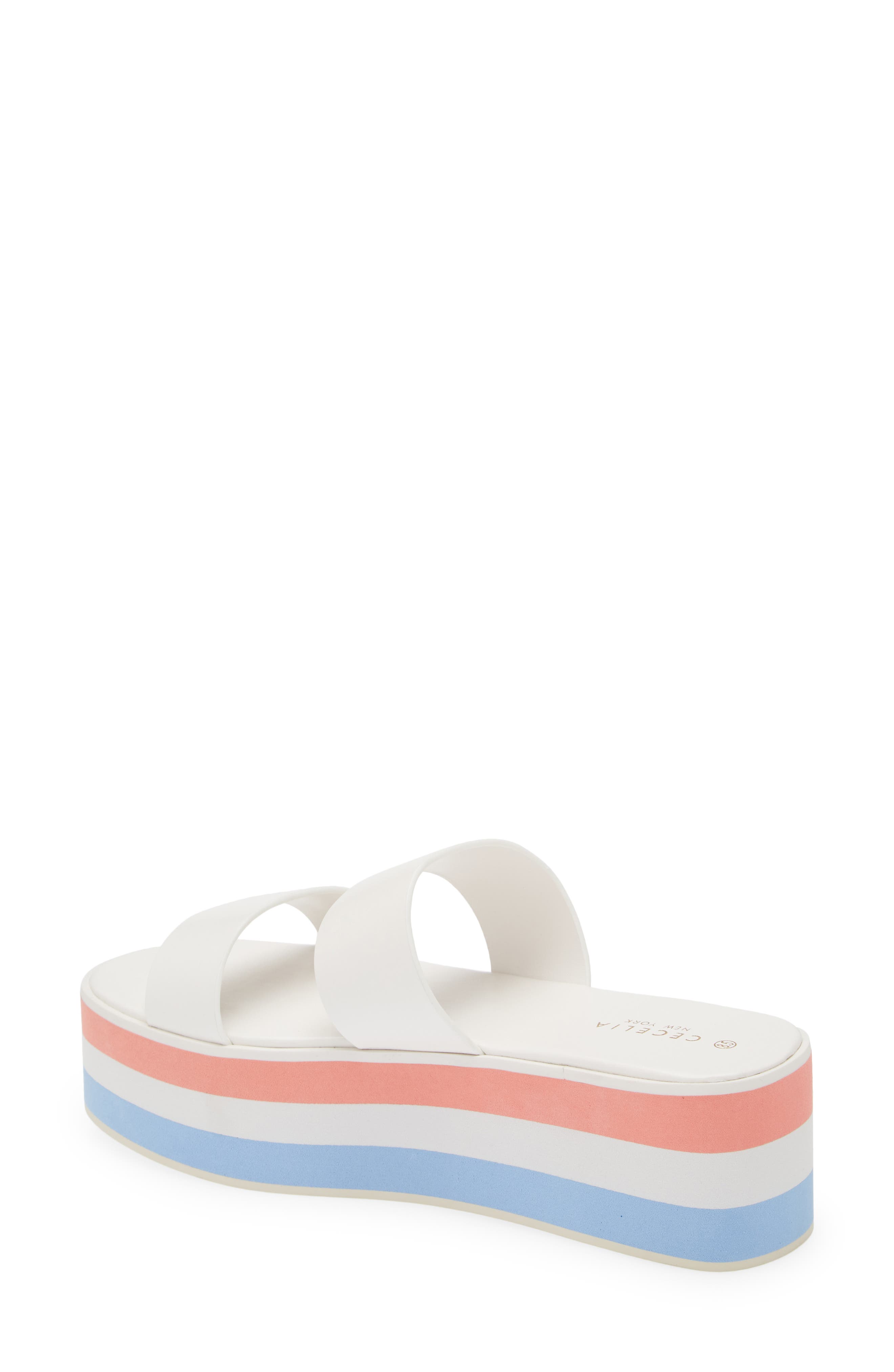 Cecelia New York King Platform Slide Sandal, Alternate, color, White Multi