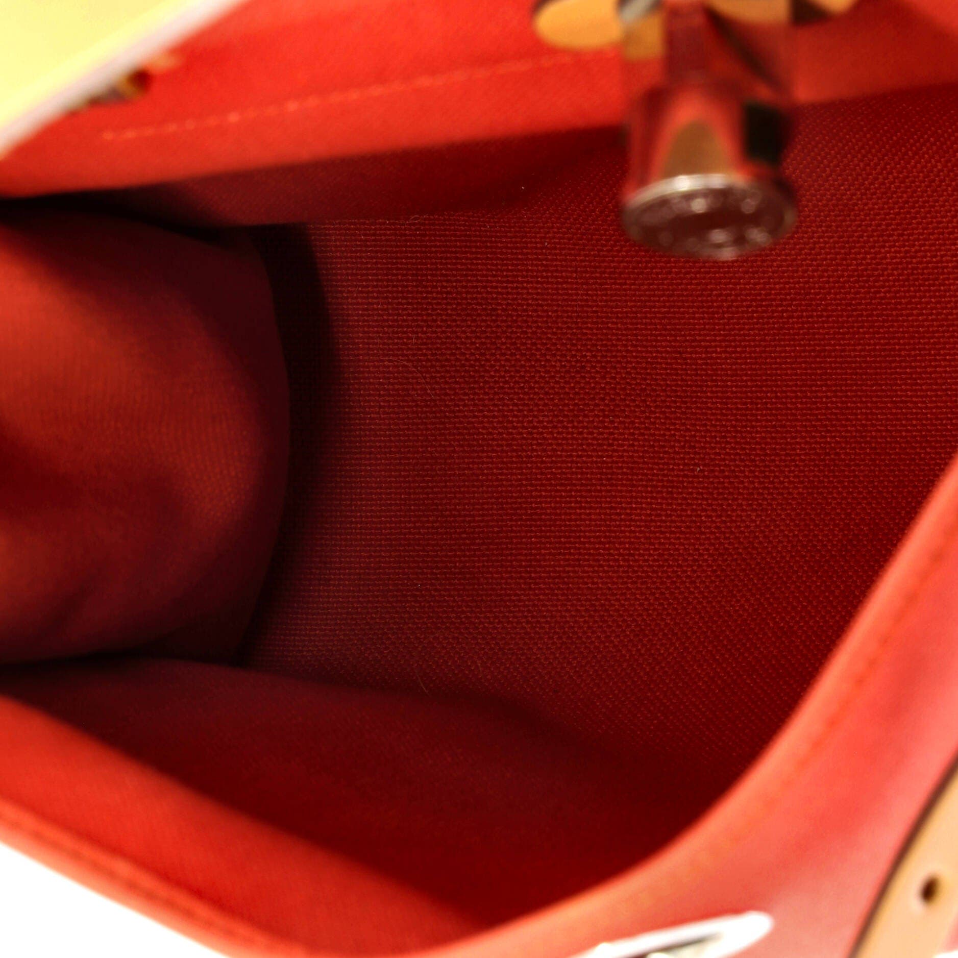 Pre-Owned Hermes Herbag Zip Leather and Toile 31, Alternate, color, Rouge Tomate