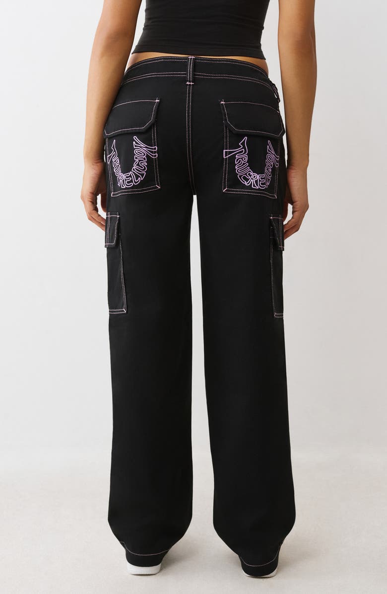 True Religion Cargo Pants, Alternate, color, Jet Black/ Moonlite Mauve