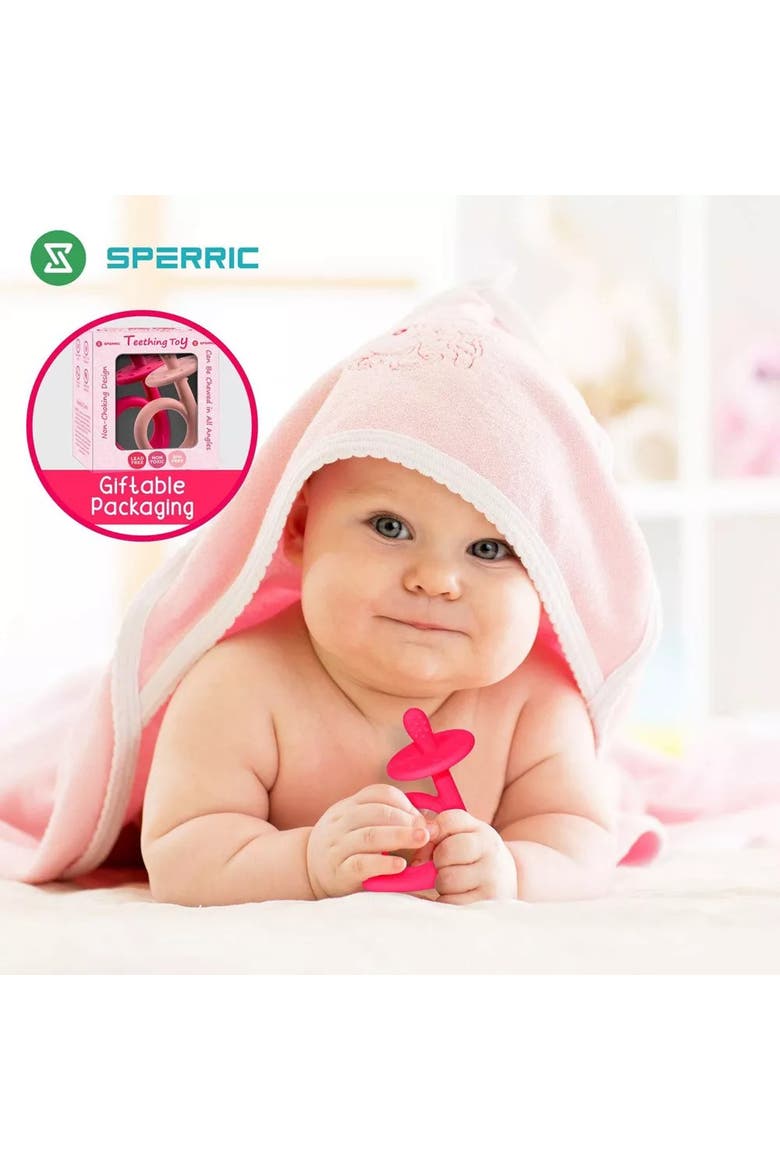 Silicone Baby Teethers Freezer Safe Gift Set, 2-Piece, Alternate, color, Dark & Light Pink