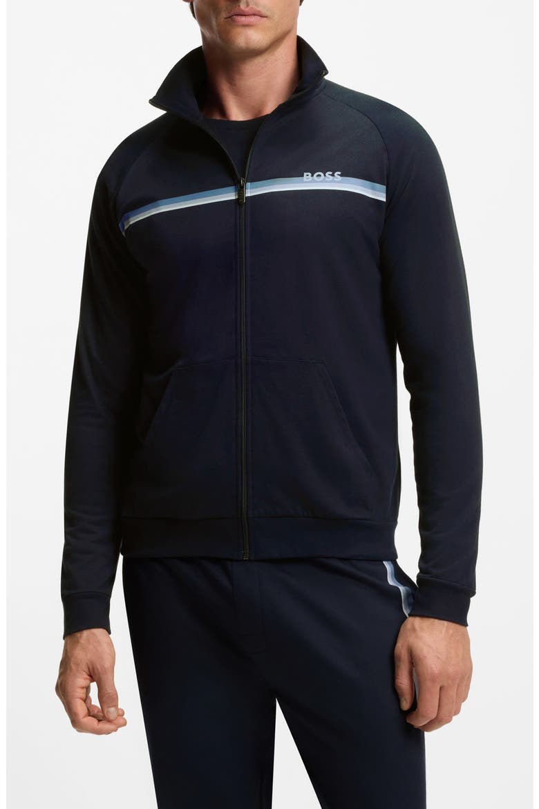 Authentic Chest Stripe Cotton Track Jacket, Main, color, DARK BLUE
