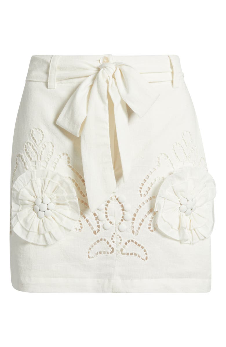 LOVE THE LABEL Felicity Floral Appliqué Cotton
Linen Miniskirt, Alternate, color, Cream