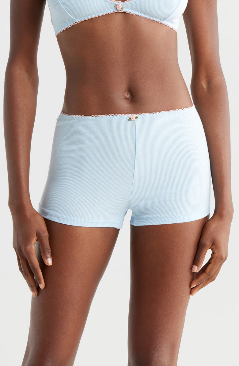 KILO BRAVA Rib Lounge Shorts, Main, color, Powder Blue