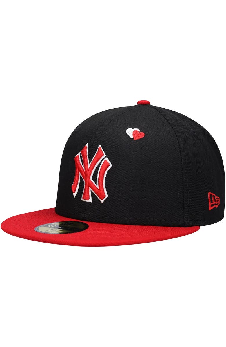 New Era Men's New Era Black/Red New York Yankees Heart Eyes 59FIFTY Fitted Hat, Alternate, color,