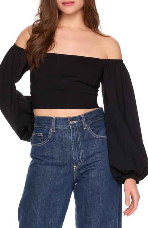 Blouson Sleeve Off the Shoulder Crop Top
