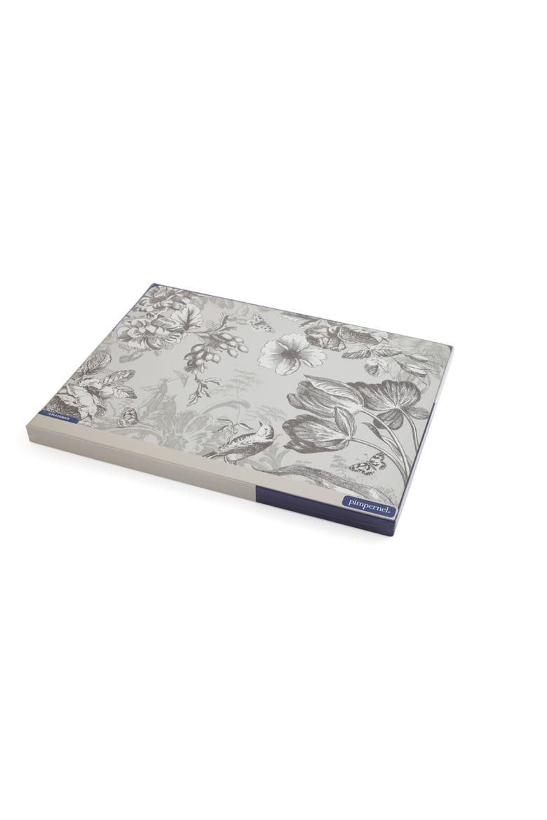 Vintage Garden Set of 4 Cork Back Placemats, Alternate, color, Grey