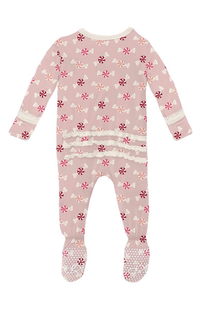 KicKee Pants Peppermint Print Fitted One-Piece Pajamas, Alternate, color, 
