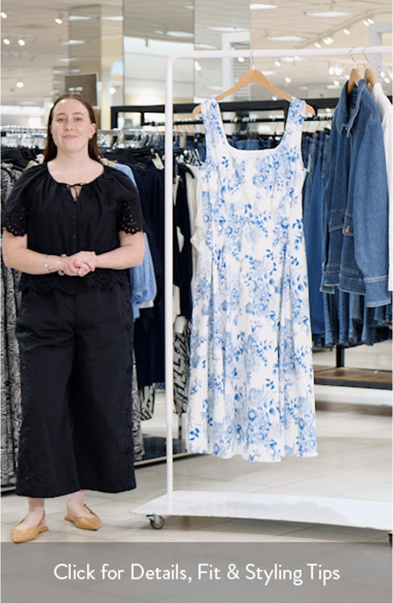 The Muse Floral Stretch Cotton Midi Dress, sales video thumbnail
