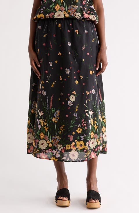 Floral Border Maxi Skirt