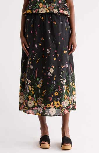 DR2 by Daniel Rainn Floral Border Maxi Skirt