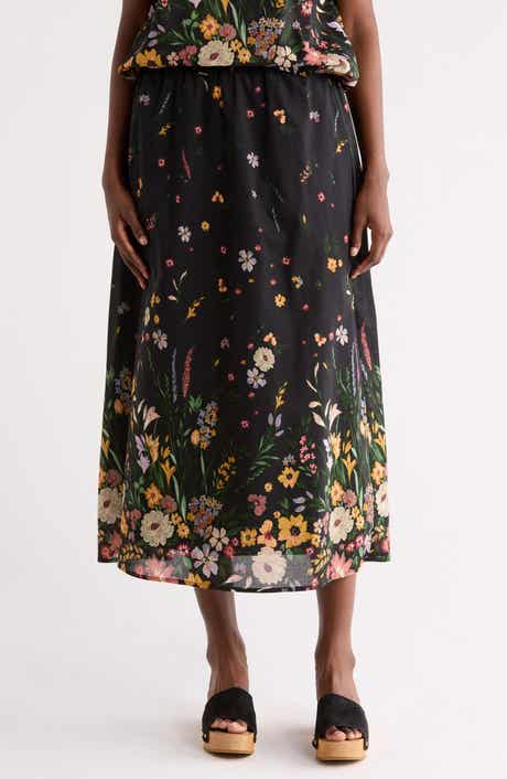 DR2 by Daniel Rainn Floral Border Maxi Skirt