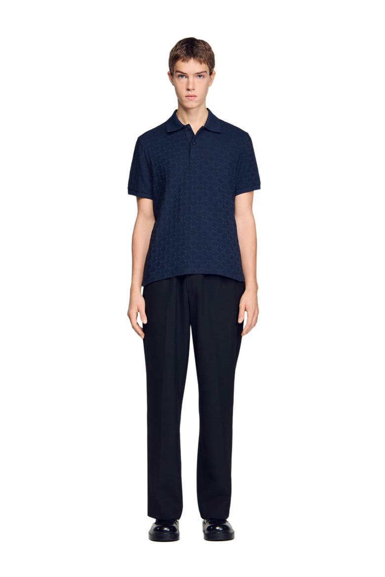 Square Cross jacquard polo shirt, Alternate, color, Midnight blue