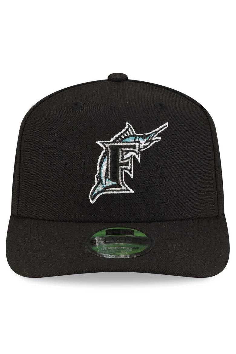 Men's New Era  Black Florida Marlins  Player Replica 9SEVENTY Adjustable Hat, Alternate, color, Black