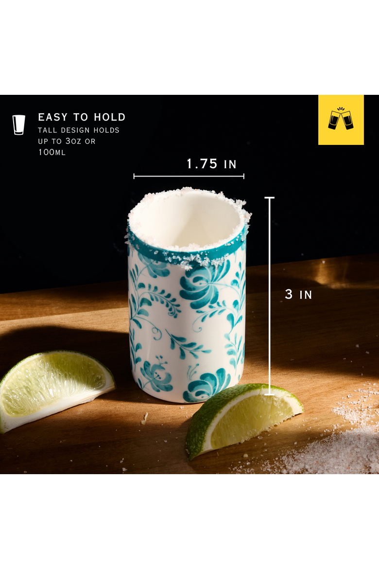Azulejo Floral Ceramic Shot Glasses - Set of 4, Alternate, color, Multicolor