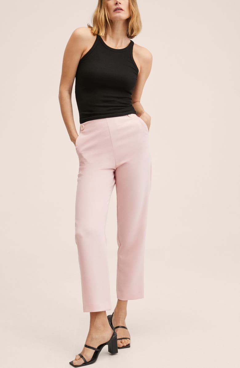 MANGO Button Detail Crop Pants, Alternate, color, 