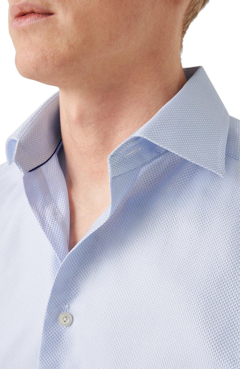 Eton Contemporary Fit Textured Blue Dress Shirt, Alternate, color, Blue