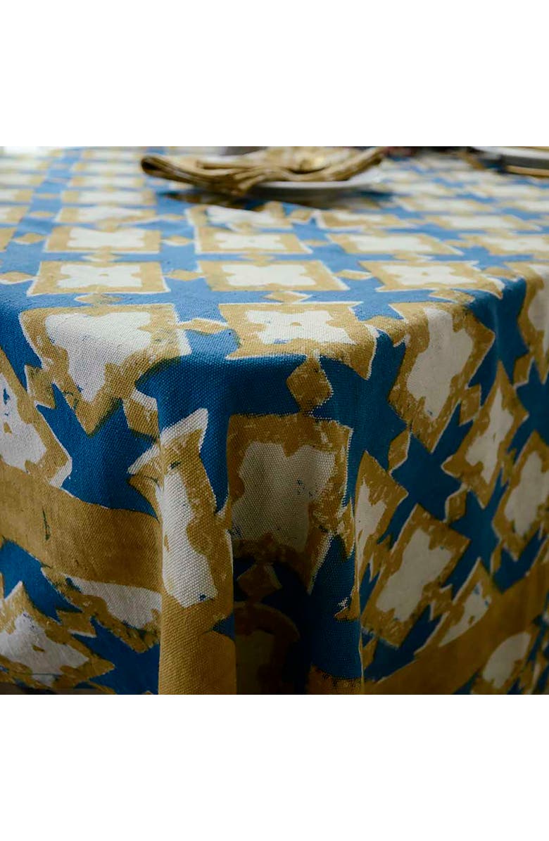 Ichcha Boho Organic Cotton Tablecloth, Alternate, color, Blue
